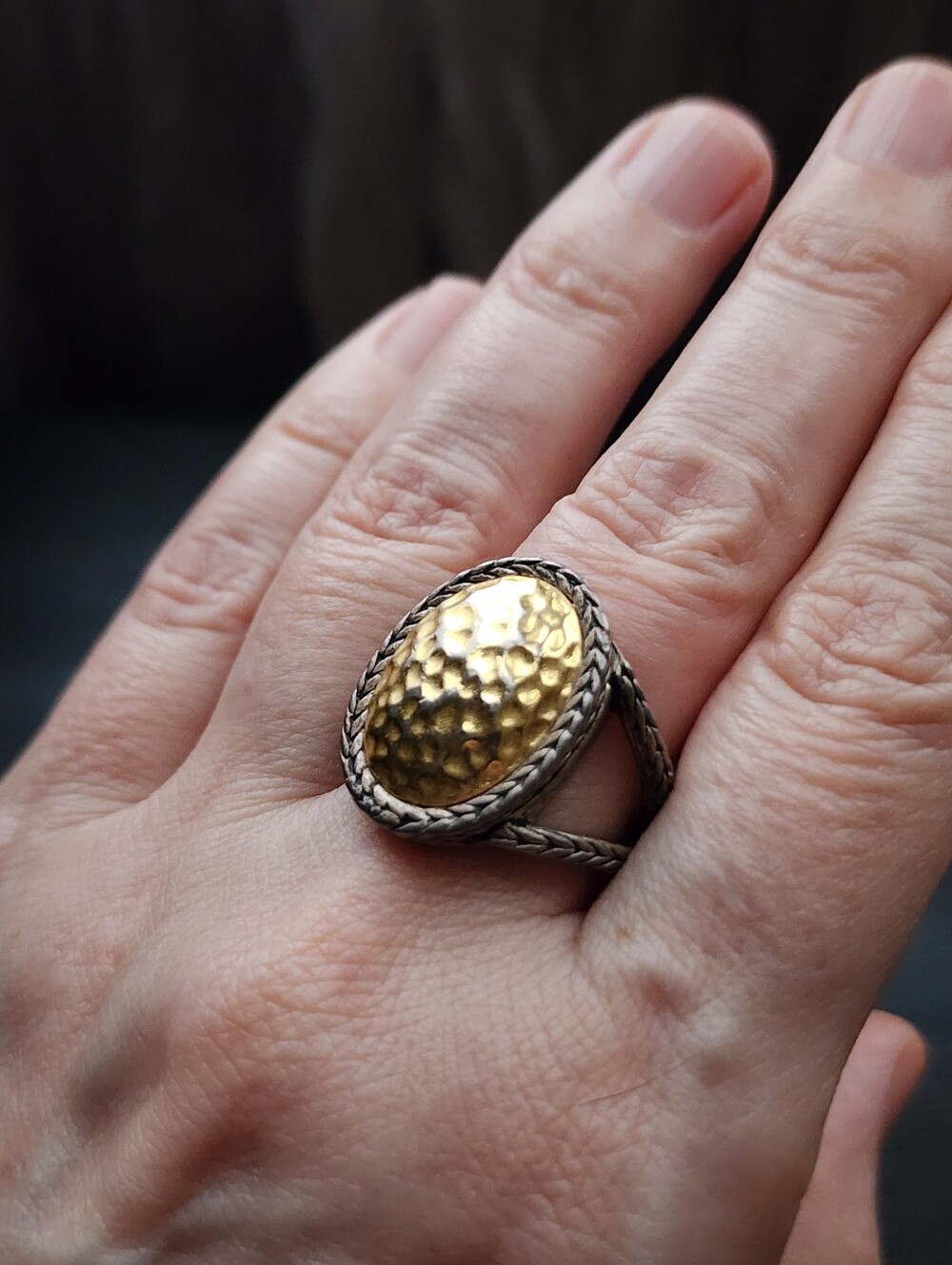 Hammered Mixed Metal Ring